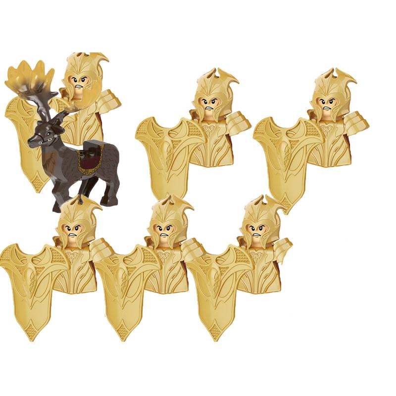 MOC Medieval Military Building Blocks Elven Warrior Orc Rohan Gondor Knight Character Set Animal Army Weapon Bow Crossbow Toy