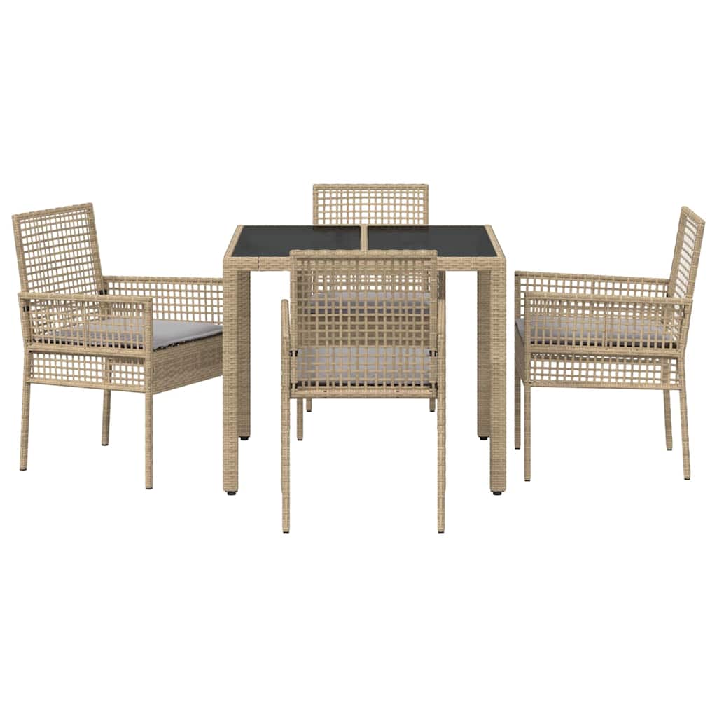 Garden Dining Set 5 pcs Beige Poly Rattan