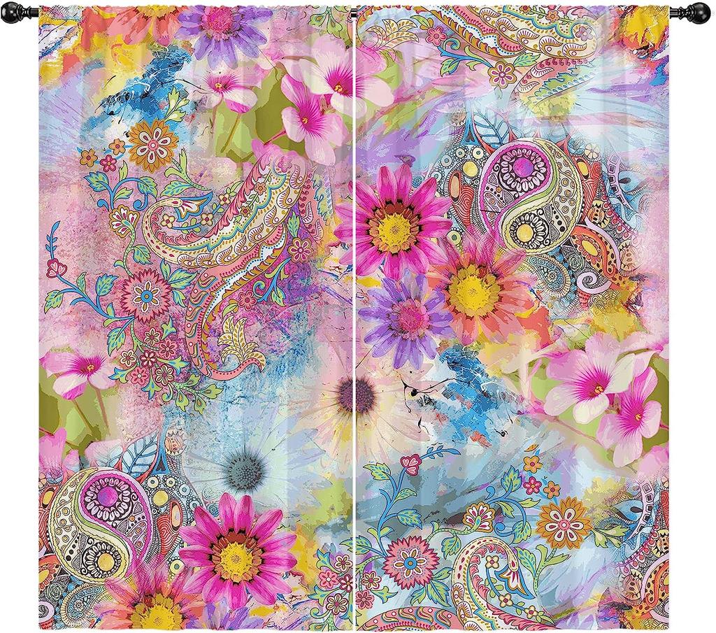 Spring White Floral Butterfly Curtain for Adult Children Bedroom Decoration Living Room Hanging Cloth Treatment Curtains