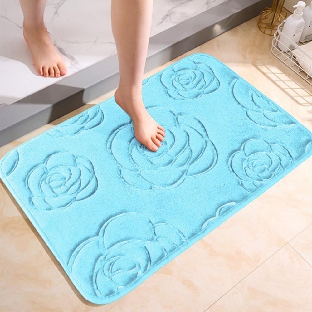 Коврик для ванной с тиснением роз, нескользящие ковры в умывальнике, боковой напольный коврик для ванной, коврик для душа, коврик с эффектом памяти, 3D коврик