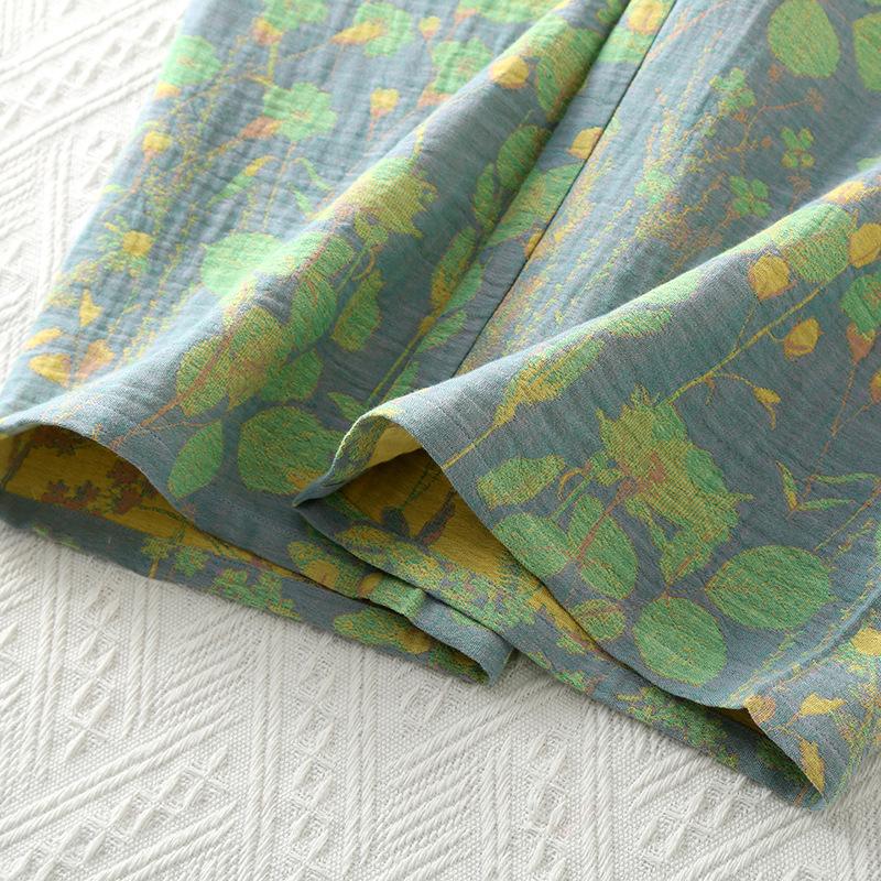 Весенняя ретро-жаккардовая пижама женская из хлопчатобумажной марли в национальном стиле с диагональной планкой, рукавом семь четвертей, брюками девять четвертей, комплект домашней одежды