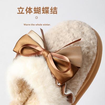 Хлопковые тапочки с бантом женские осенне-зимние новые домашние бархатные теплые толстоподошвенные нескользящие хлопковые шлепанцы женские