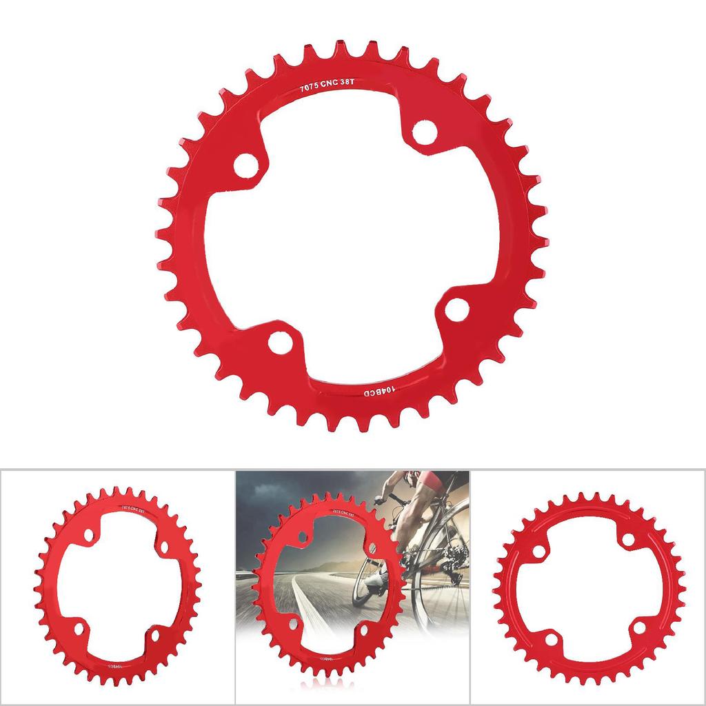 32/34/36/38T BCD 104, стальное одинарное кольцо цепи для горного велосипеда, запасные части (Красный 38Т)
