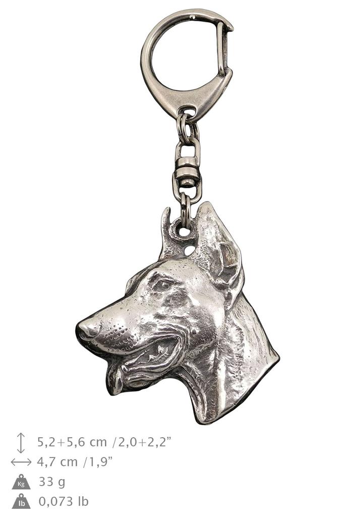 Dobermann, Doberman Pinscher, Dobie I – Silver-plated key ring with a dog in a gift box, handbag decoration | Art-Dog