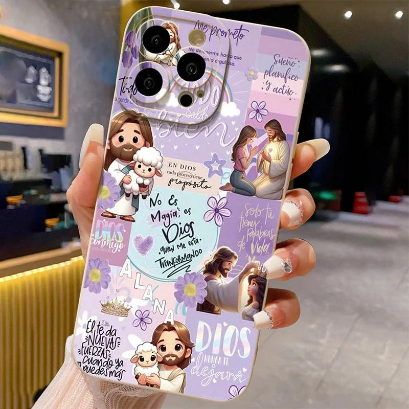 Религиозный цветной painted чехол для телефона для iPhone 17 AIR 16 15 14 13 12 11 PRO MAX XSMAX XR 7 8 PLUS Y2K Защитная крышка для камеры
