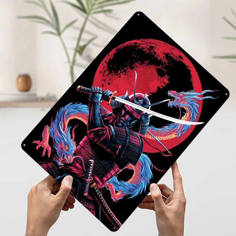 Dragon Samurai Tinplate Poster Customized Wall Art Vintage Retro Metal Signs for Room Decoration At Home Decor Items Wand Deko
