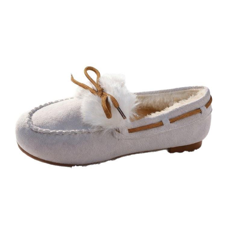 Зима 2025 новые туфли Doudou в британском стиле на мягкой подошве, удобные, популярные у интернет-знаменитостей, женские бархатные универсальные хлопковые туфли