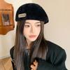 Осенне-зимняя теплая шапка из кроличьего меха женская двусторонняя берет ретро универсальная двусторонняя кепка однотонная шляпа художника