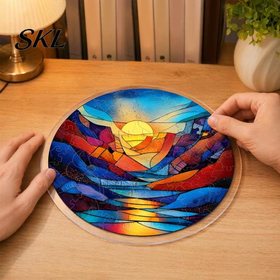 Home Decor Puzzle Gift Acrylic Suncatcher, Colorful Window Hanging, 7.48 Inch Sun Catcher Stained Glass Decoration Ornament, Ideal for Gifting