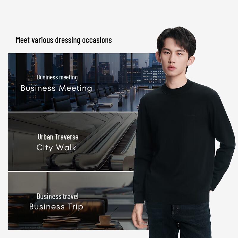 K-Boxing Men's Wool Blend Crew Neck Knit Sweater