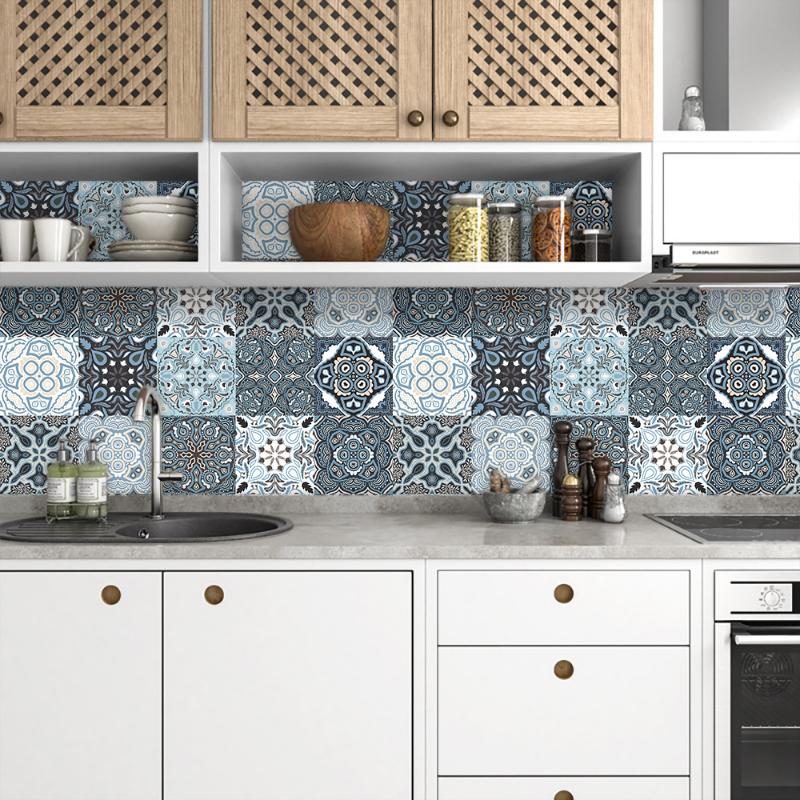 10 шт., ретро-узор, матовая поверхность, плитка, наклейки, чехлы для кухни, ванной, столов, пола, износостойкие художественные наклейки на стены