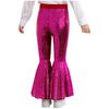 Привлекательные расклешенные танцевальные брюки для девочек: Дизайн с блестящими пайетками по всей длине ноги и эластичным поясом для свободы движений