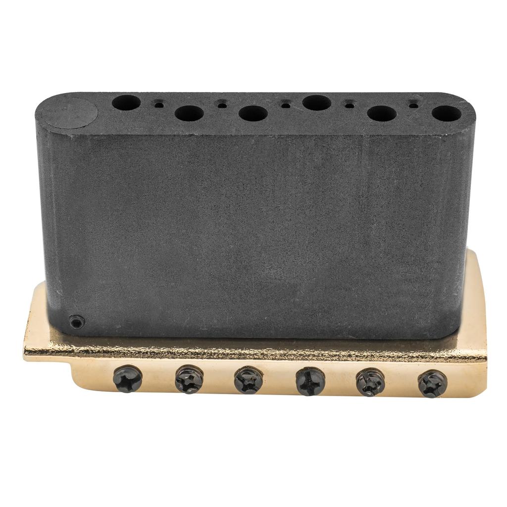 Wilkinson String Pitch Hole Steel Vintage Saddle Tremolo Bridge Assembly for Fender USA and Japan Strats with Full Steel Gold WV6-SB 10.8mm 5+1 Block,