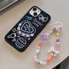 Корейский милый браслет из бисера с облаком и цепочкой, эпоксидный чехол для телефона для Iphone 14 13 12 Pro Max 11, противоударный чехол с милым граффити в форме сердца