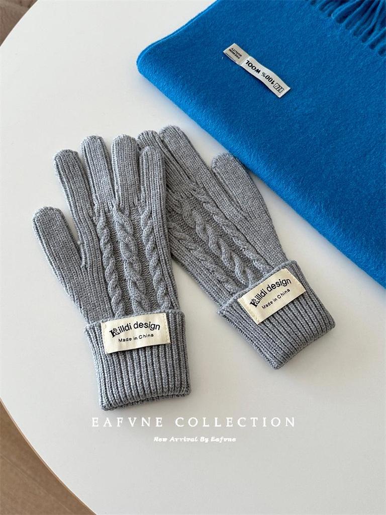 Korean Style Wool Balaclava & Twisted Gloves Set for Women - Perfect for Autumn and Winter