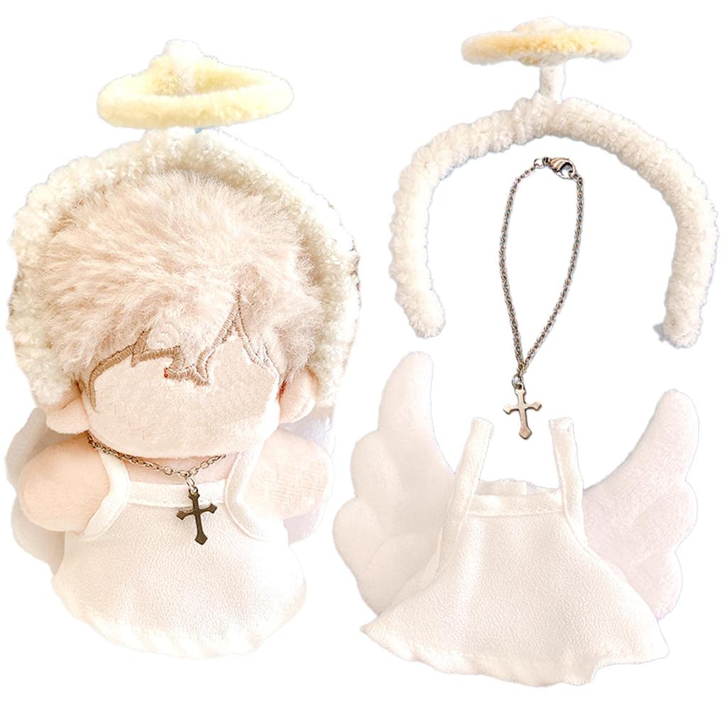 Angel Halo & Winged Dress for 10-15cm Plush Toy, Kigurumi, Accessories, Otaku, Doll, Mascot, Kpopdoll, Costume [Used]
