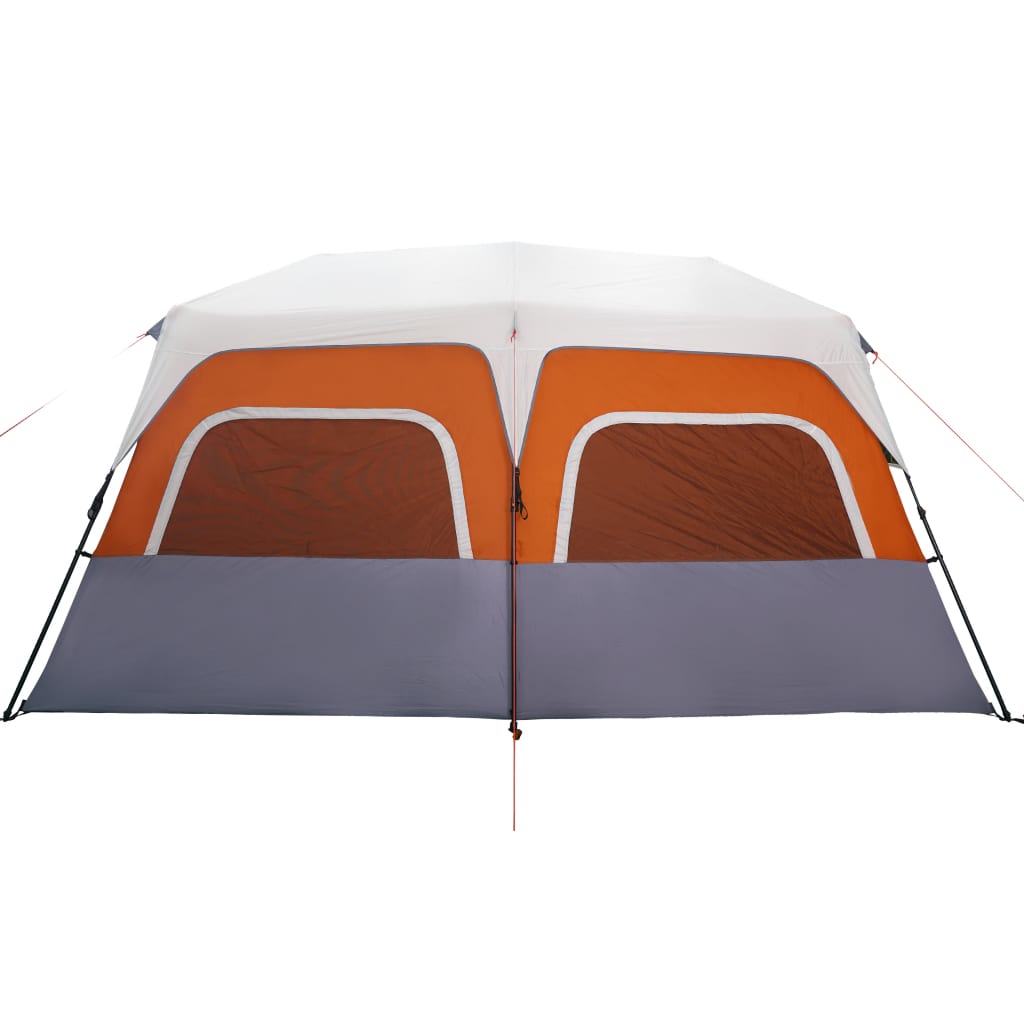 Family Tent with LED Lighting for 10 Persons Light Grey and Orange Quick Release System