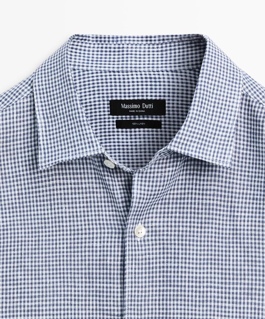Masimodutti Рубашка в клетку Гингем, Regular Fit, 100% Лен