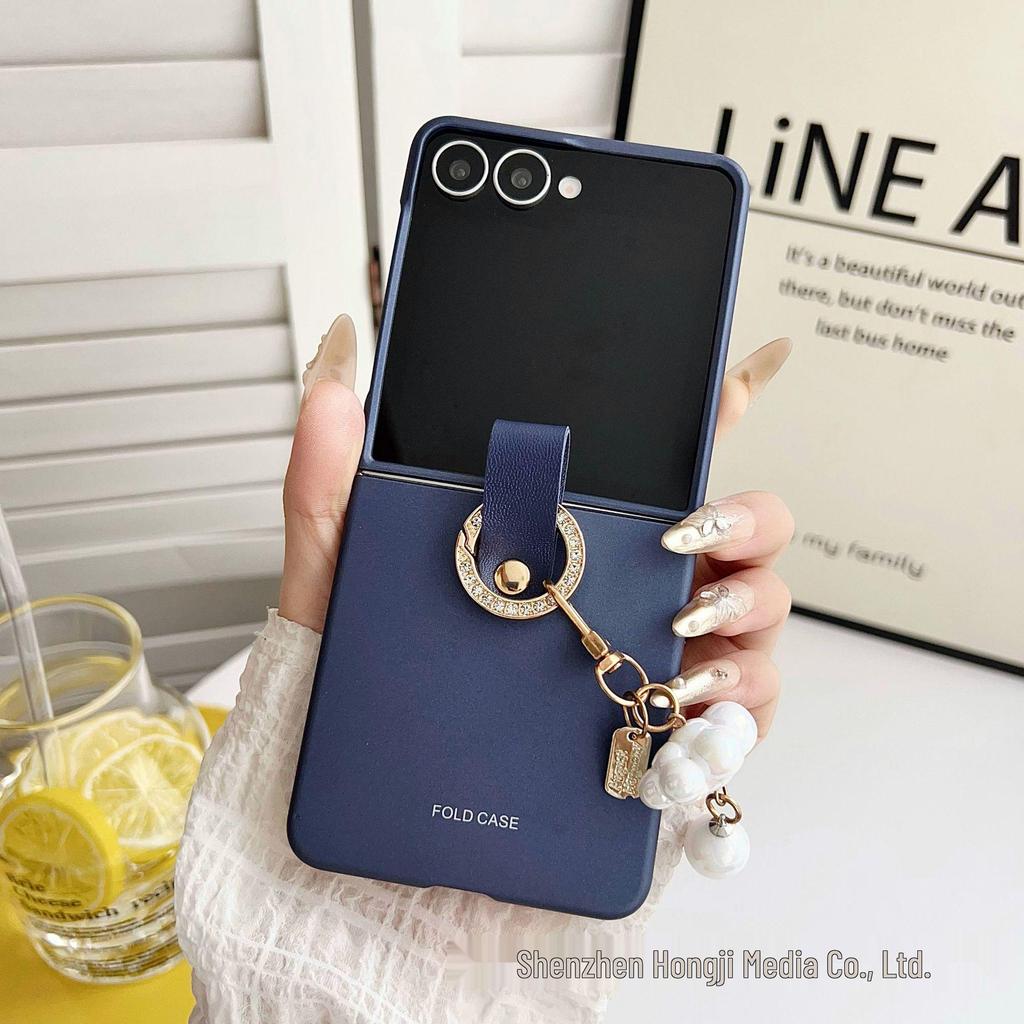 Samsung Z Flip7 Frosted Skin-Feel Case with Hand Strap - Drop-Proof Protective Cover for Flip6