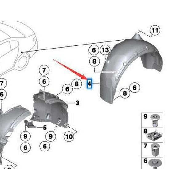 Задний подкрылок для BMW 7 серии F01/F02 (Номера деталей: 51717185269, 51717185270)