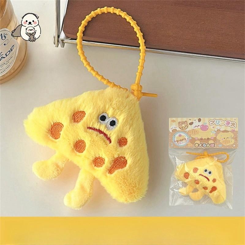 Cute Cheese Keychain Cartoon Plush Doll Toy Keychain Student Bag Pendant Hanging Decorative Gift