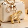 Metal Key Holder Faux Pearl Sheep Keychain, Zinc Alloy Lamb Car Ring Animal Handbags Pendant Holder, Backpacks Charm Decorative Accessory for