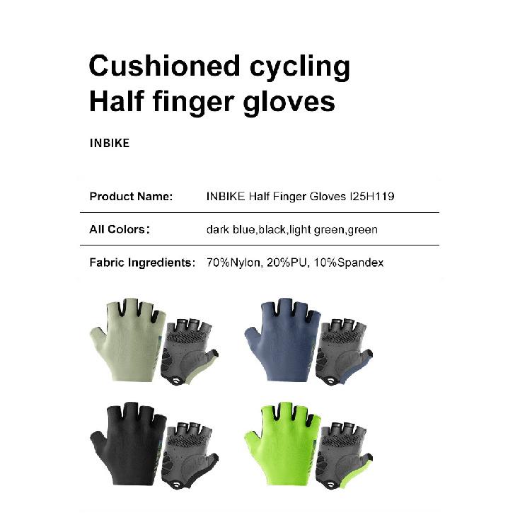 INBIKE New Cycling Gloves Reflective Strips Breathable Mesh MTB Road Biking Gloves Padded Palm for Bike Riding Shock Absorption