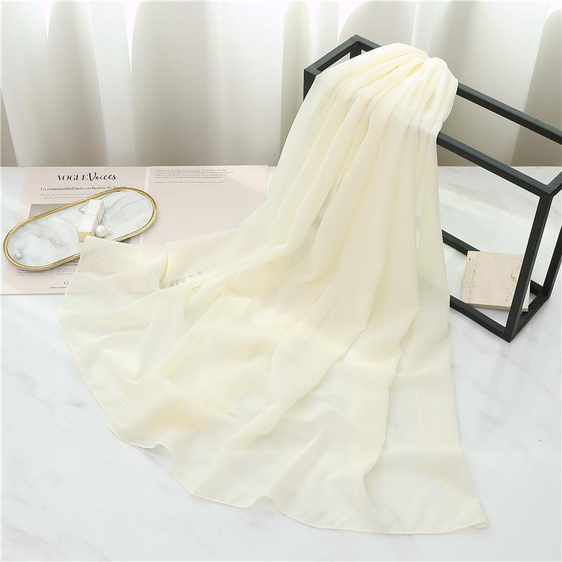 Summer Long Silk Scarf For Women Large Shawl Wrap Headband Solid Design Hijab Beach Stoles Female Foulard Echarpe Bandana
