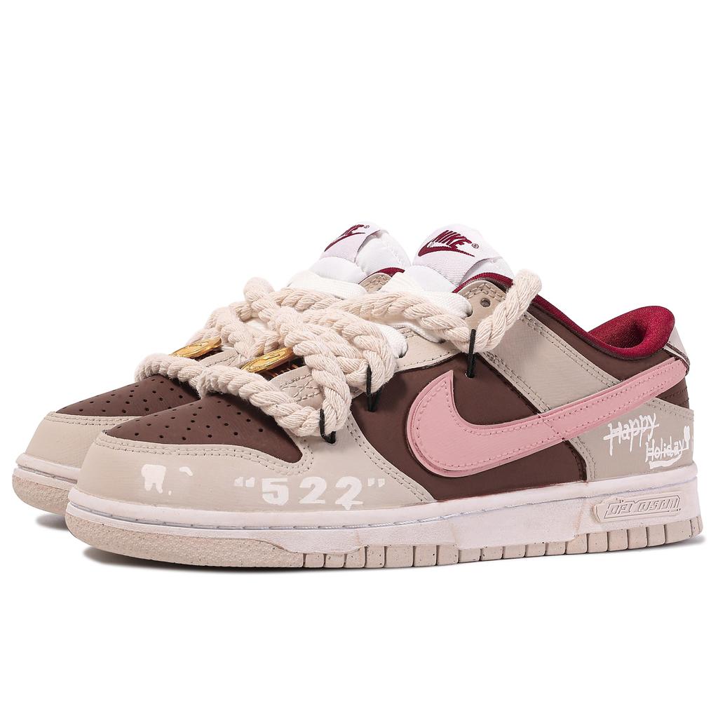 Nike Кроссовки Dunk Low Skateboard Shoes Женские Бежевый Коричневый Розовый DV1160-100(КомандаМ-)