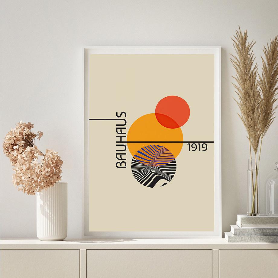 Баухауз Геометрические линии Солнце Море Современный абстрактный скандинавский настенный художественный постер и принты холст картины для декора гостиной