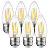 LVWIT Chandelier Bulbs, E26 Base, 60W Equivalent, 806LM LED Filament Bulbs, 2700K Warm White, Candle Shape, Clear Bulbs, Energy Saving, 6W, C35, PSE