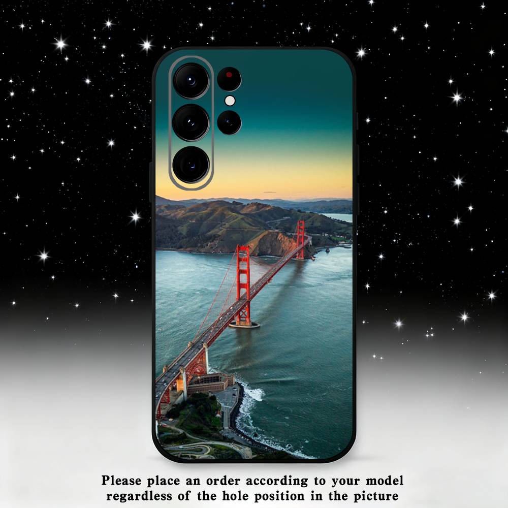 USA Golden Gate Bridge Phone Case For Samsung S25,S24,S21,S22,S23,S30,Ultra,S20,Plus,Fe,Lite,Note,10 Black Soft Shell