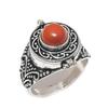 Italian Red Coral Handmade 925 Sterling Silver Jewelry Ring Size 14 O1r67