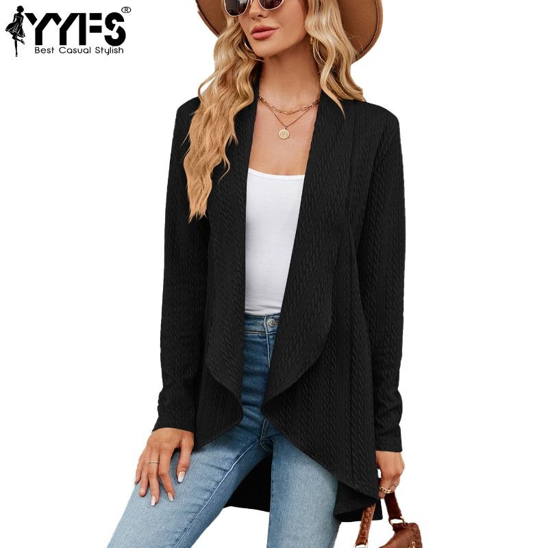 YYFS Women's Fashion Casual Solid Color Print Autumn Winter Long Sleeve Jackets & Coats