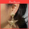 Fashionable Gold Shell Starfish Design Women Metal Earrings For Summer Beach