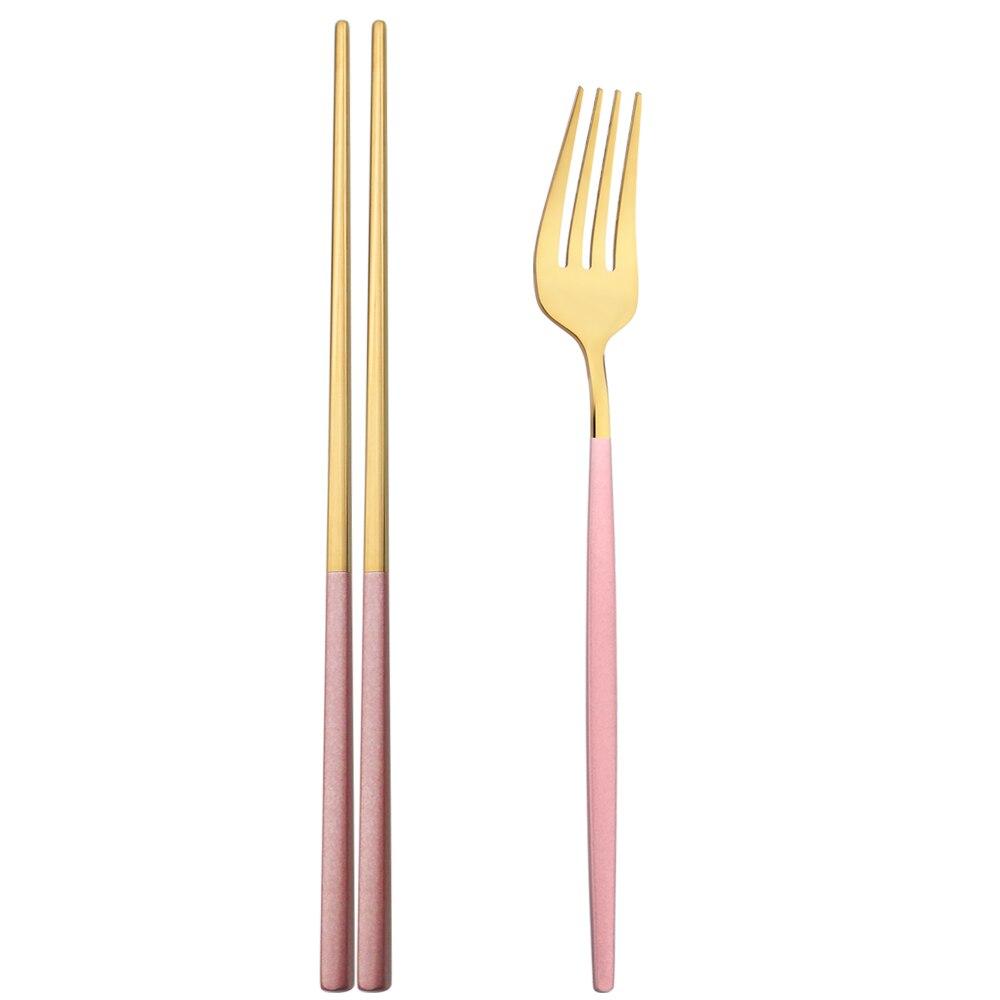 Черный набор столовых приборов из нержавеющей стали, обеденная вилка, палочки для еды, портативный набор столовой посуды, 2 шт., столовое серебро, кухонная посуда в западном стиле, домашняя посуда