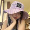2024 Новая корейская мода красочная клетчатая шляпа-ведро для летних путешествий универсальная широкополая солнцезащитная кепка с ретро-ремешком женская кепка