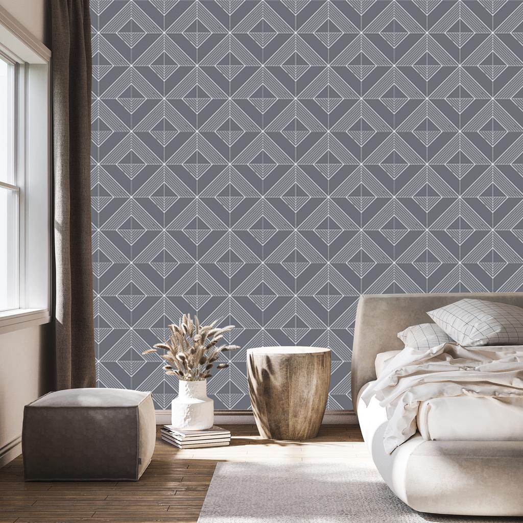 Wallpaper Geometric Pattern Gray for Living Room and Bedroom 50x1000