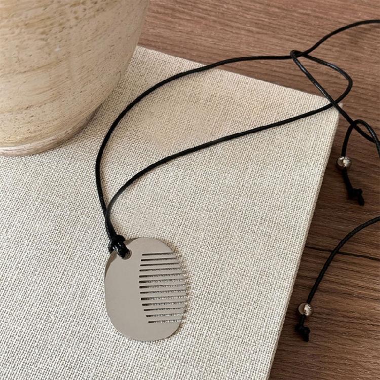 Современное ожерелье из сплава в форме расчески, полированная отделка, цепочка для ключицы, повседневный модный аксессуар