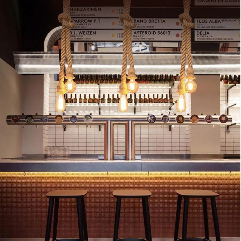 Промышленные винтажные подвесные светильники E27 из пеньковой веревки, светильники с характером для мансарды/гостиной/бара, подвесная люстра