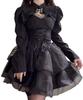 Gothic Lolita Dress Bustier Bolero Skirt Mine Cosplay Above the Knee Black Set [Lady Lazy] 3-piece (L)