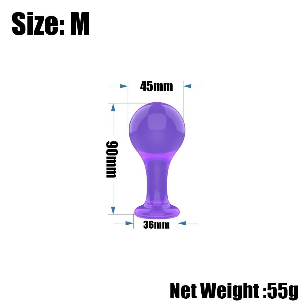 Soft Jelly Anal Plug Training Set, Round Head Beginner Butt Plug Kit in Multiple Sizes and Colors, Smooth Flexible Anal Sex Toy