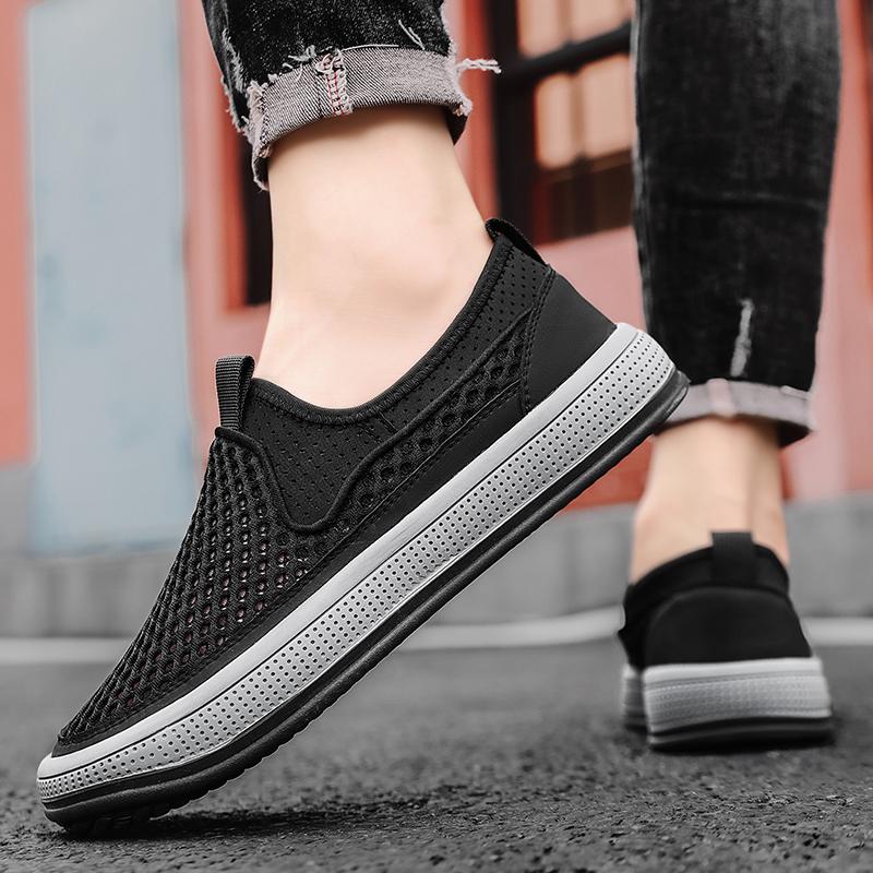 British Style Summer Breathable Men Casual Hollow Out Shoes Antiskid Thick Bottom Classic Loafers Flats Hot Sale Driving Shoes