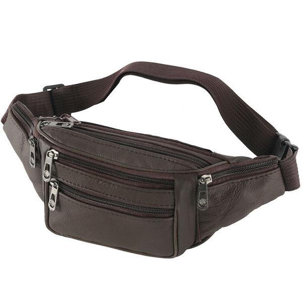 Мужская кожаная поясная сумка