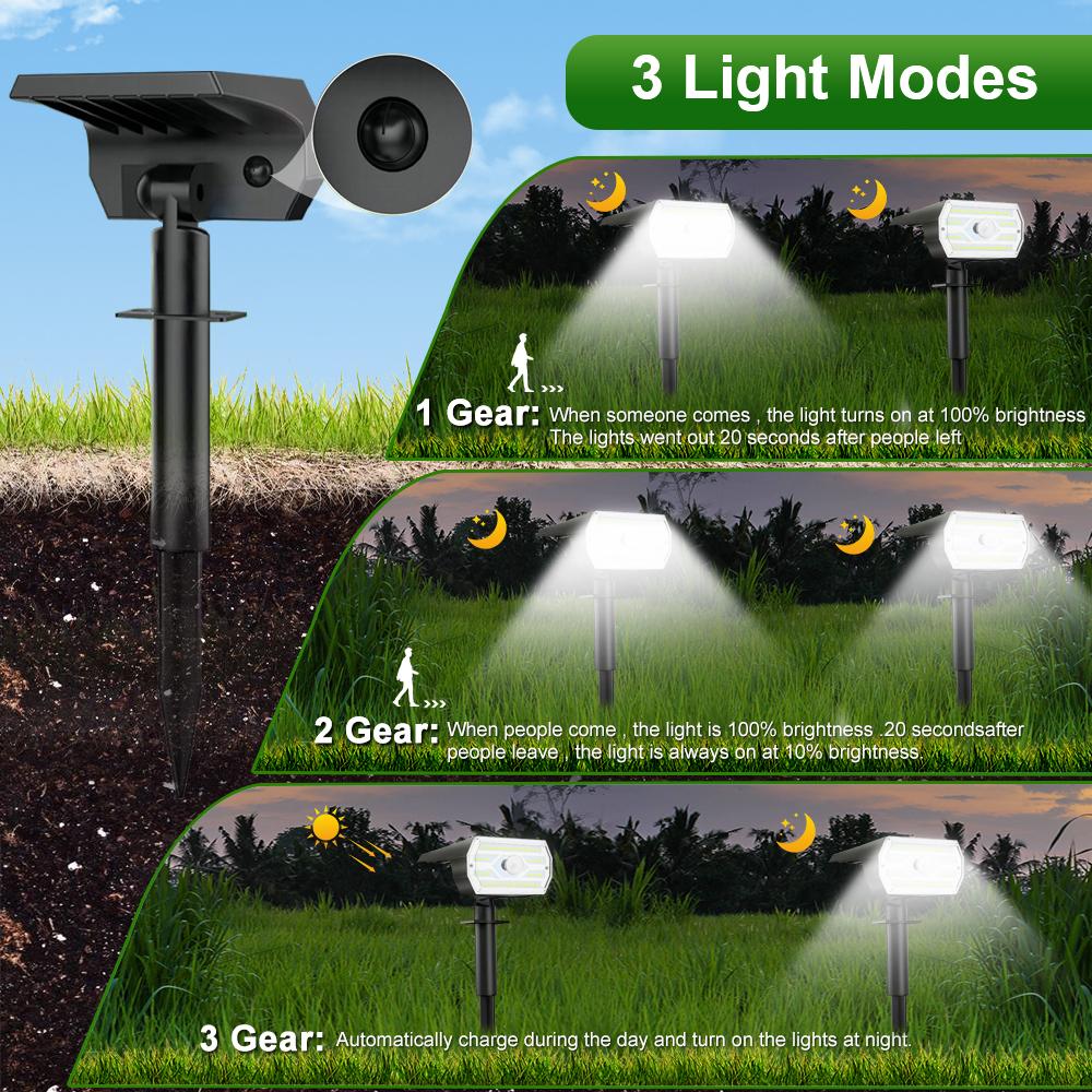Solar Spot Lights Outdoor Motion Sensor 56/60LEDS Solar Landscape Spotlights 3 Modes Waterproof Wall Lamp Yard Driveway Walkway