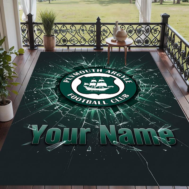 Custom Text Printed Rug Plymouth Argyle FC Non Slip Floor Carpet For Home Room Decor