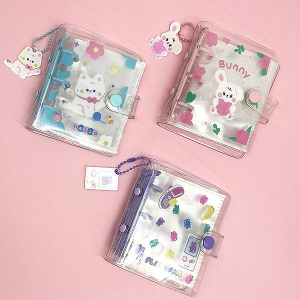 Прозрачная строка 1 пробел, 10 листов внутренней бумаги, папка для фотокарточек, розовый кролик, 1 шт.