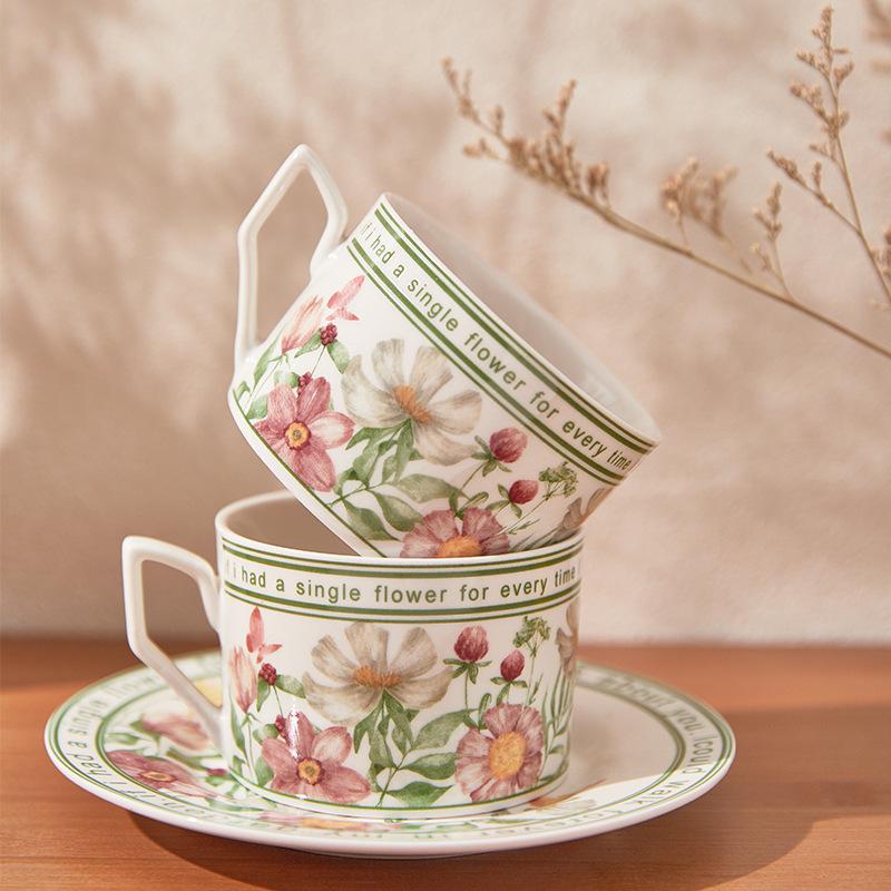 Retro Ceramics, Sunny Flowers, Coffee Cup And Saucer Set, Gift Box, High-Value Souvenir, High-End Cup.