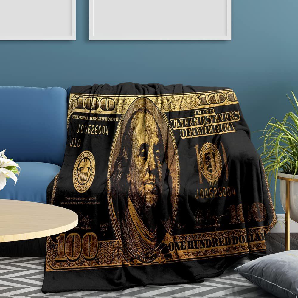 Dollar Bill Pattern Print Million Dollar Blanket Gift Suitable For Giving Gifts Flannel Blanket