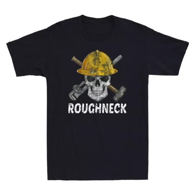 Skull Oilfield Worker - Roughneck Funny Gift Idea Retro Cotton Tee Black Navy